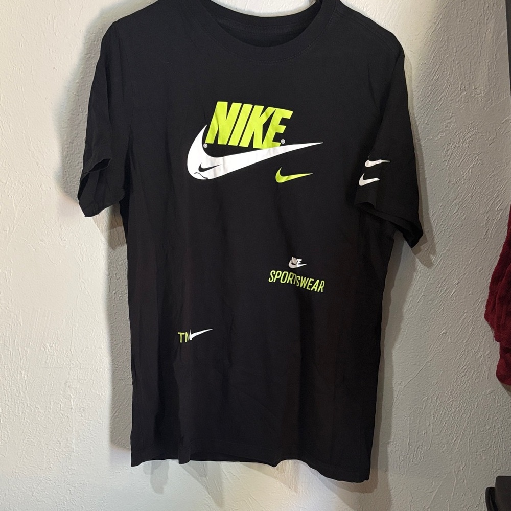 Nike Black Tee with Neon and White Logos
